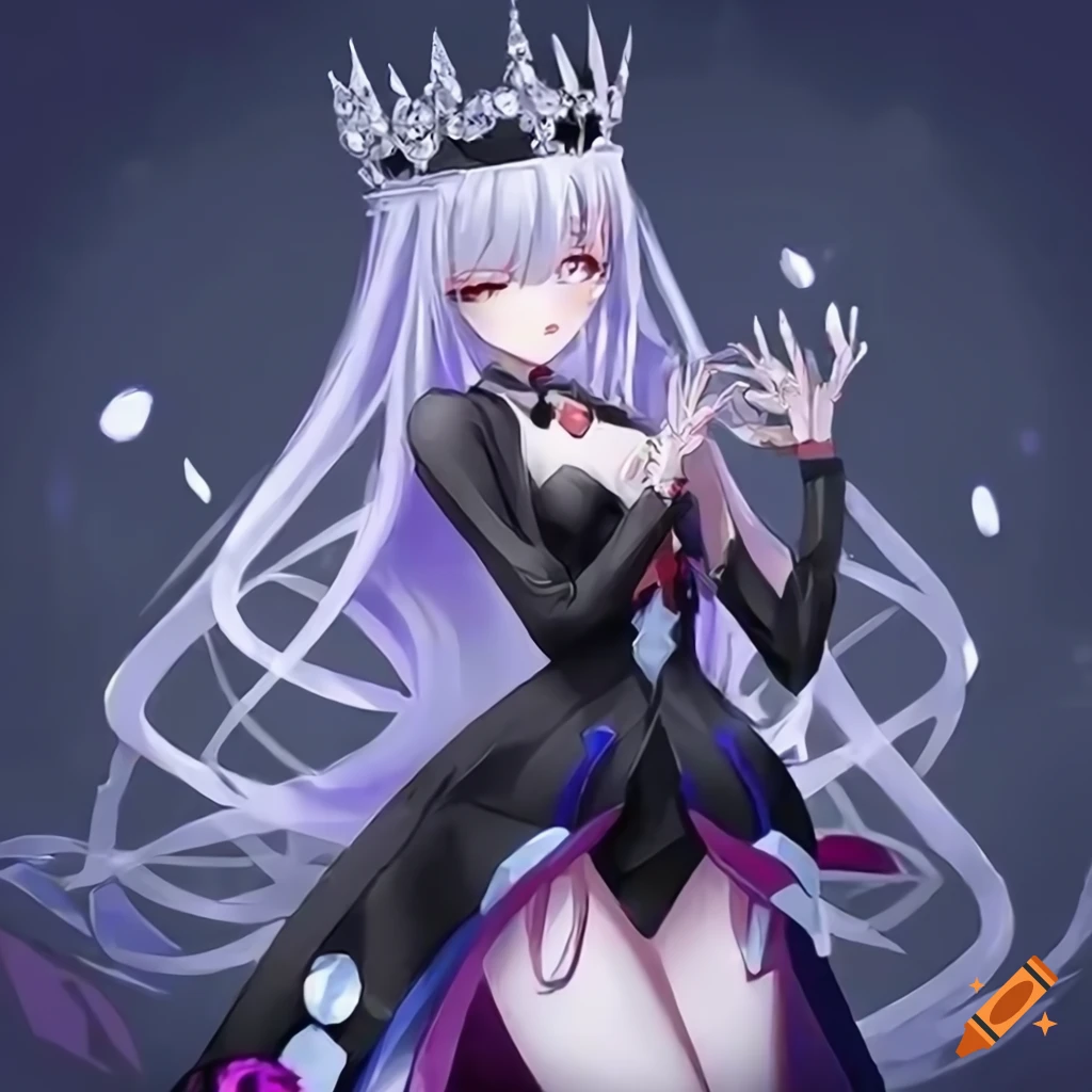 Adorable Black and White Slime Queen Anime Girl