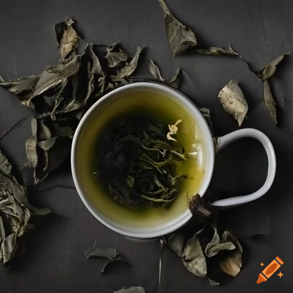 Tea leaves residue in an empty cup on Craiyon