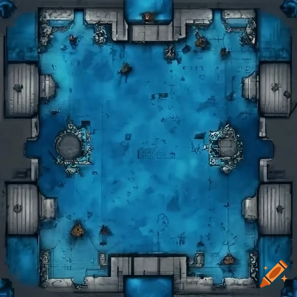 Blue-themed epic battle map on Craiyon