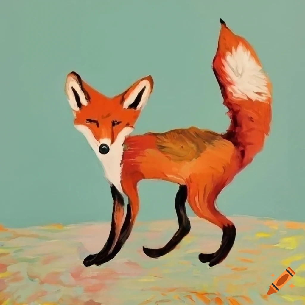 stylized painting of a red fox in van Gogh style