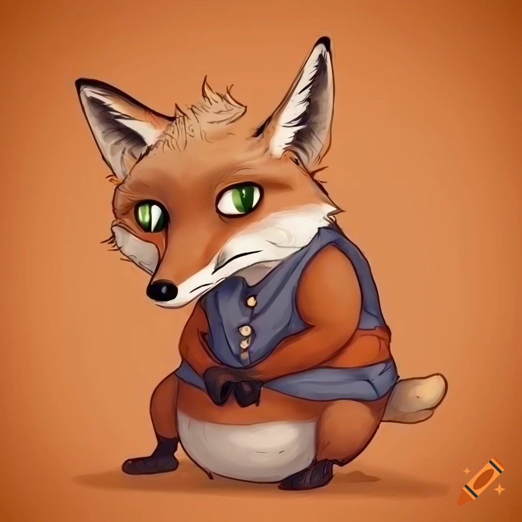 image of a chubby anthropomorphic fox