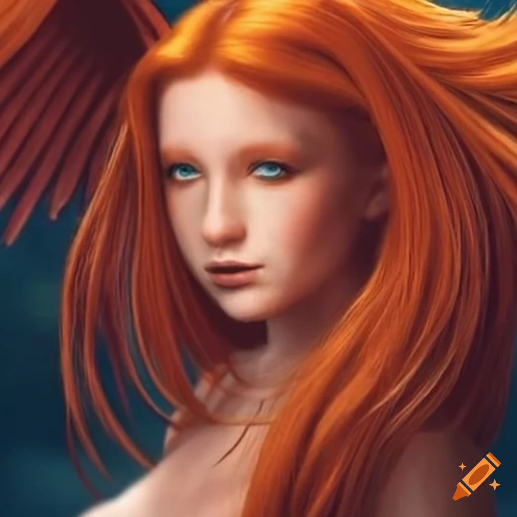 redhead angel with wings