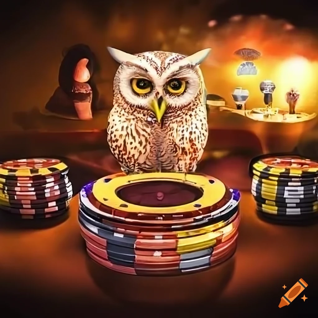 image of an owl in a casino