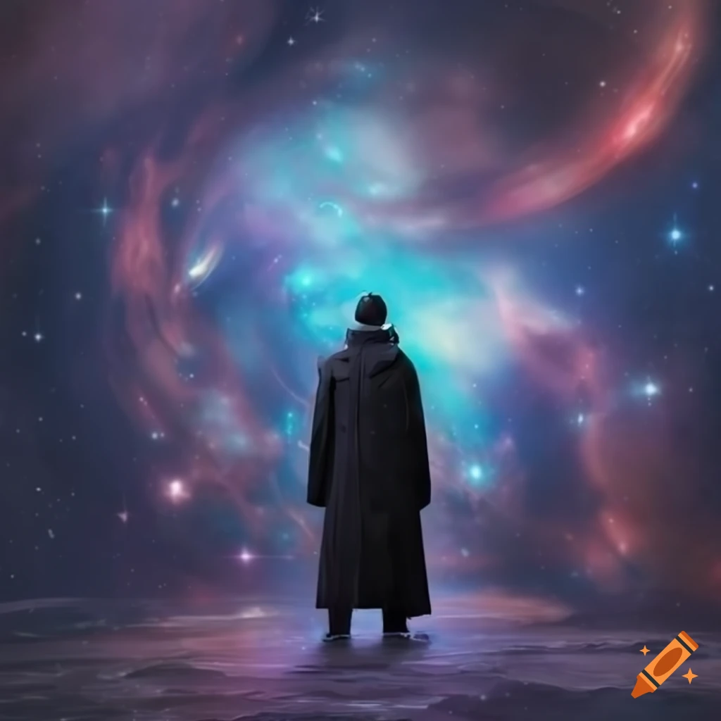 Explorer Facing Back Image of a mysterious explorer facing the universe