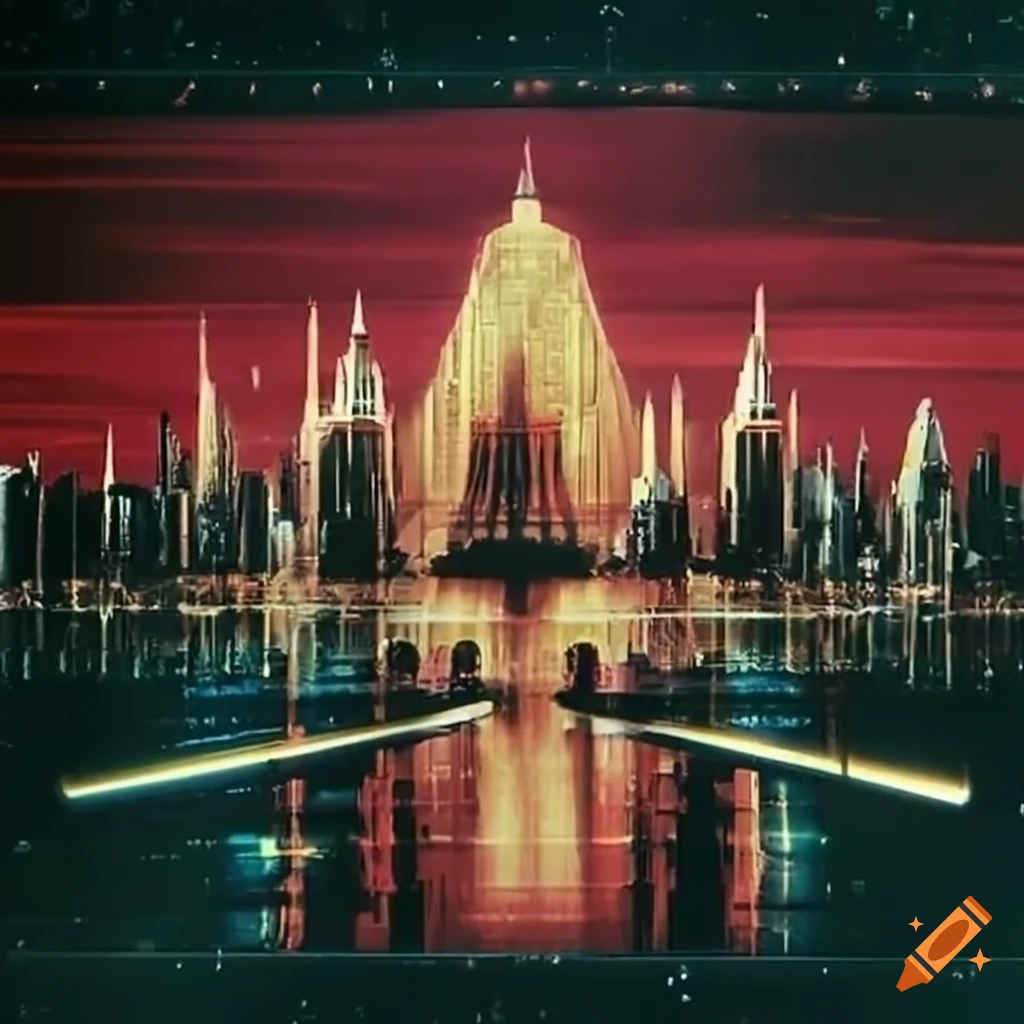retro sci-fi cityscape of the Emerald City