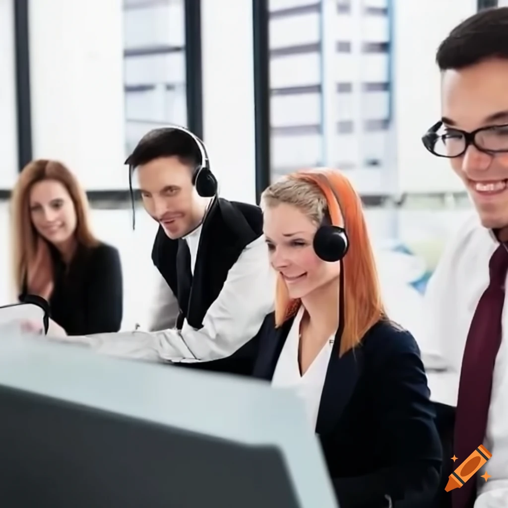 professionals assisting customers in a call center