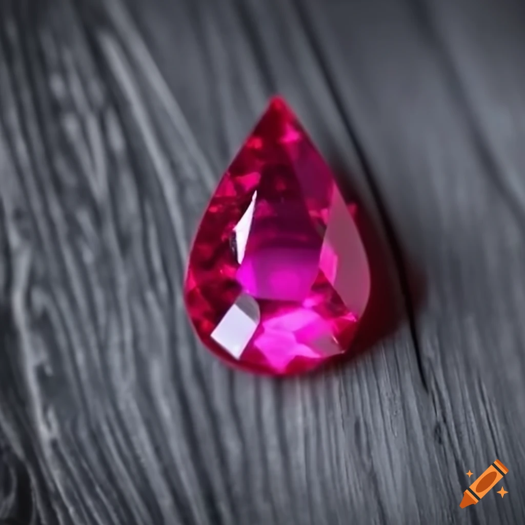 ruby gemstone on a black wooden table