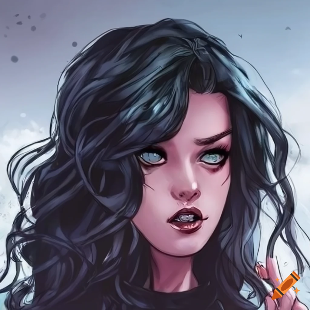 Comic Book Style Girl With Dark Hair And Blue Eyes On Craiyon
