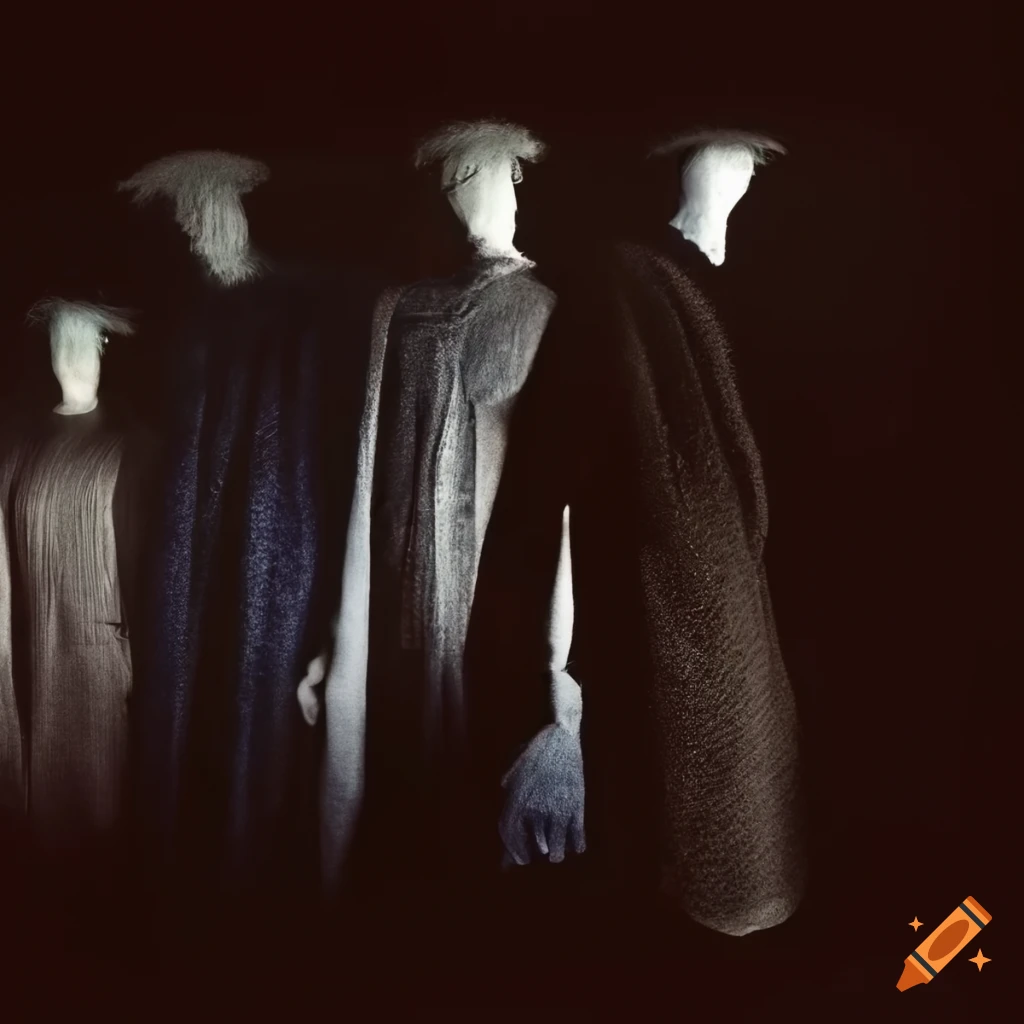 Fuzzy clothing display in the dark photography on Craiyon