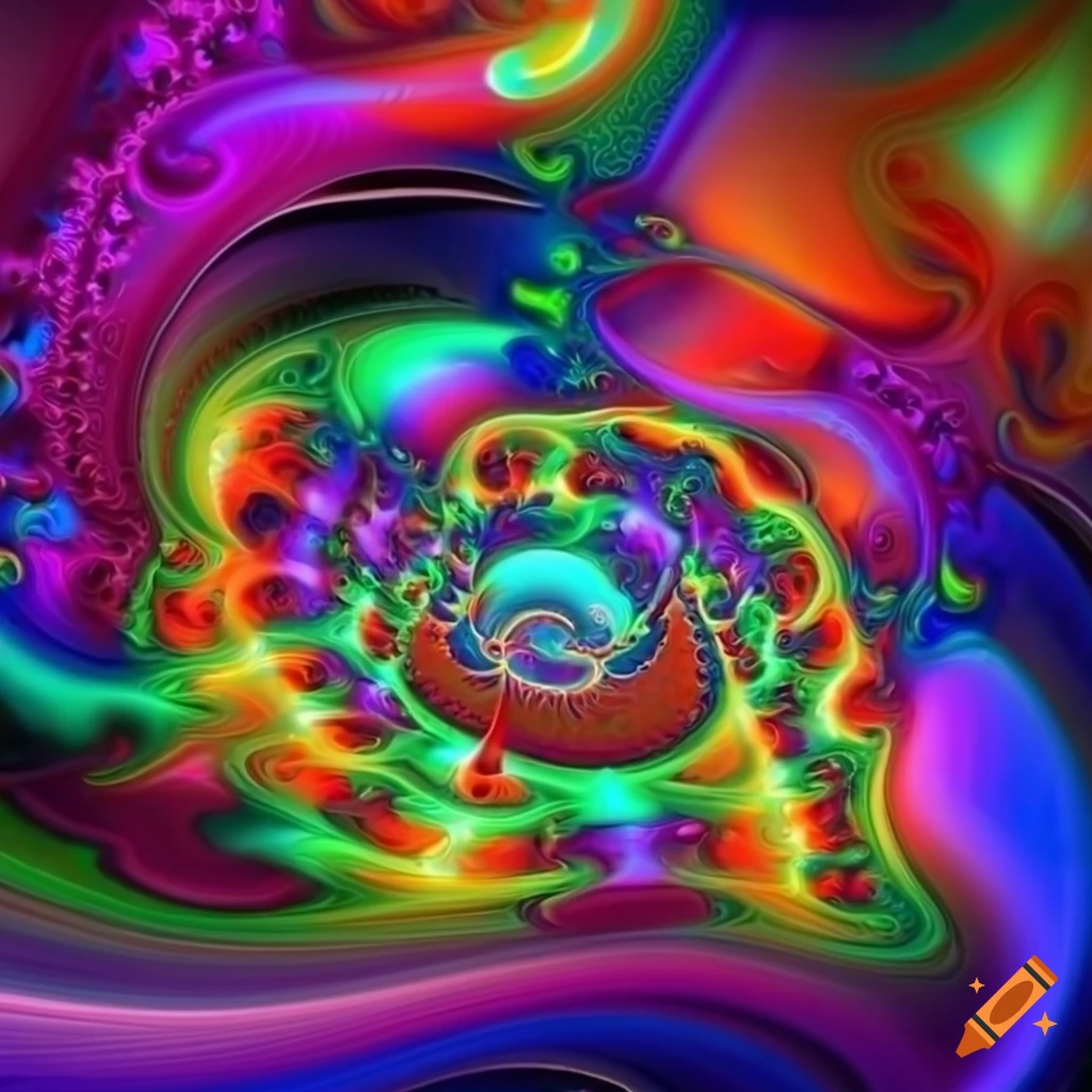 Colorful psychedelic fractal art on Craiyon