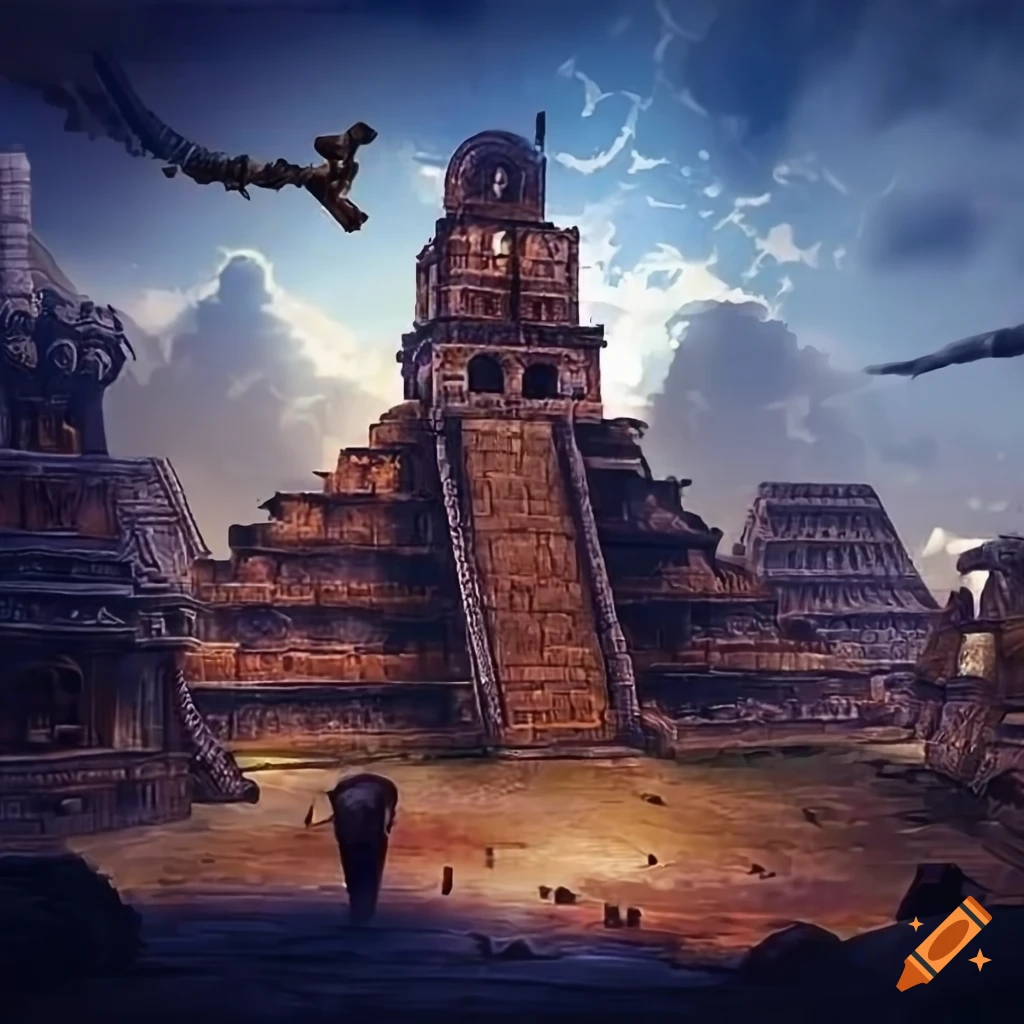 Steampunk mayan city artwork on Craiyon