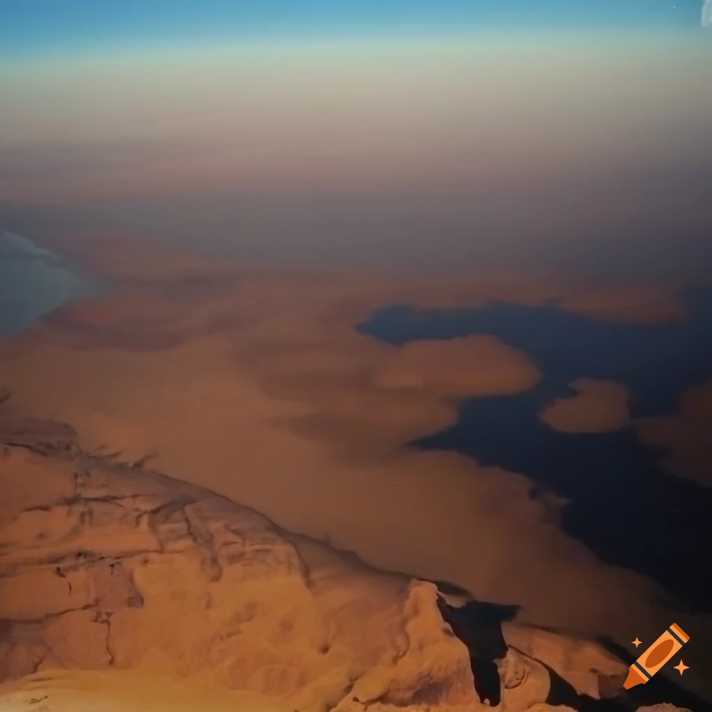 foggy landscape of the plain of the Jordan