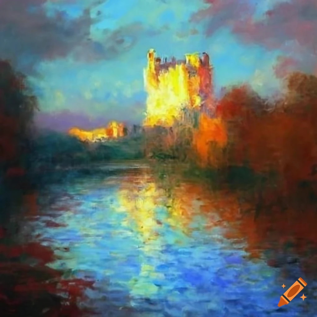 Italian castle in renoir style oil painting on Craiyon