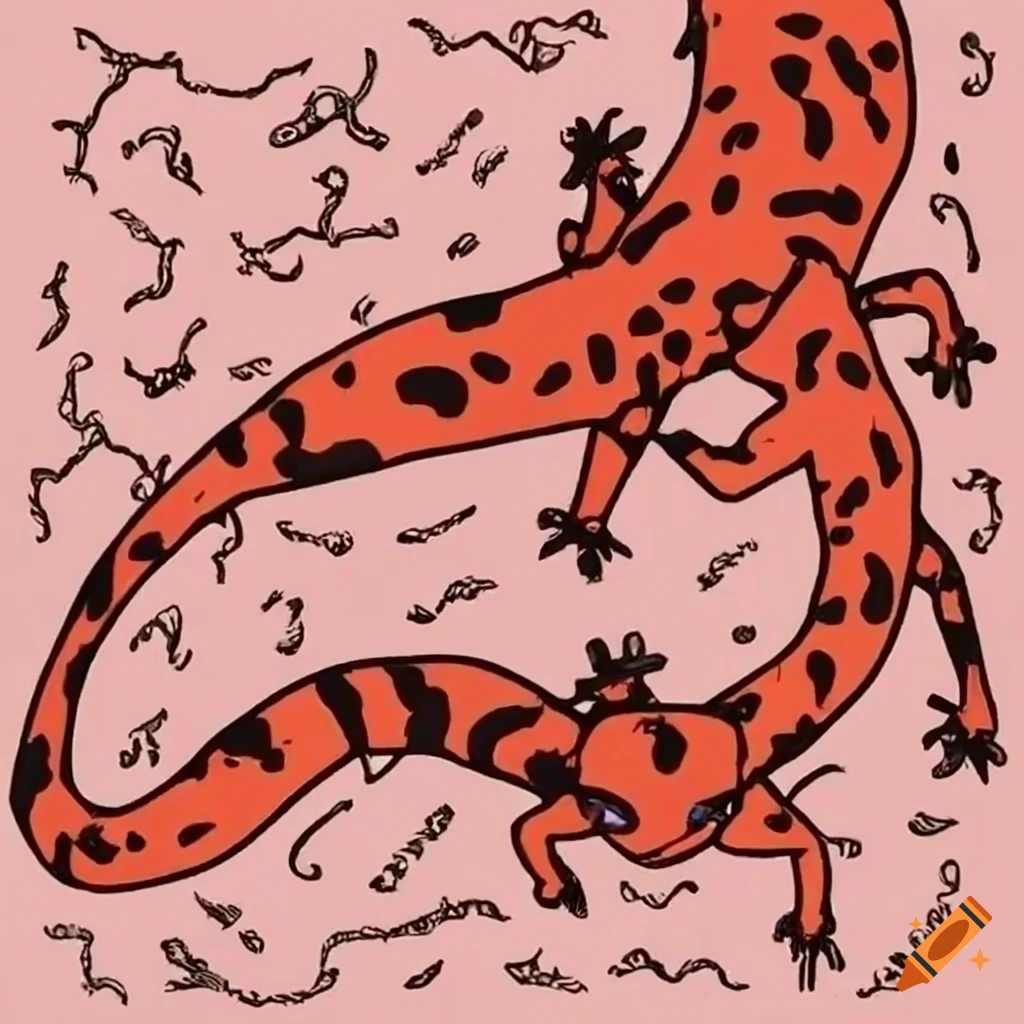 Red cave salamander with mischievous expression on Craiyon