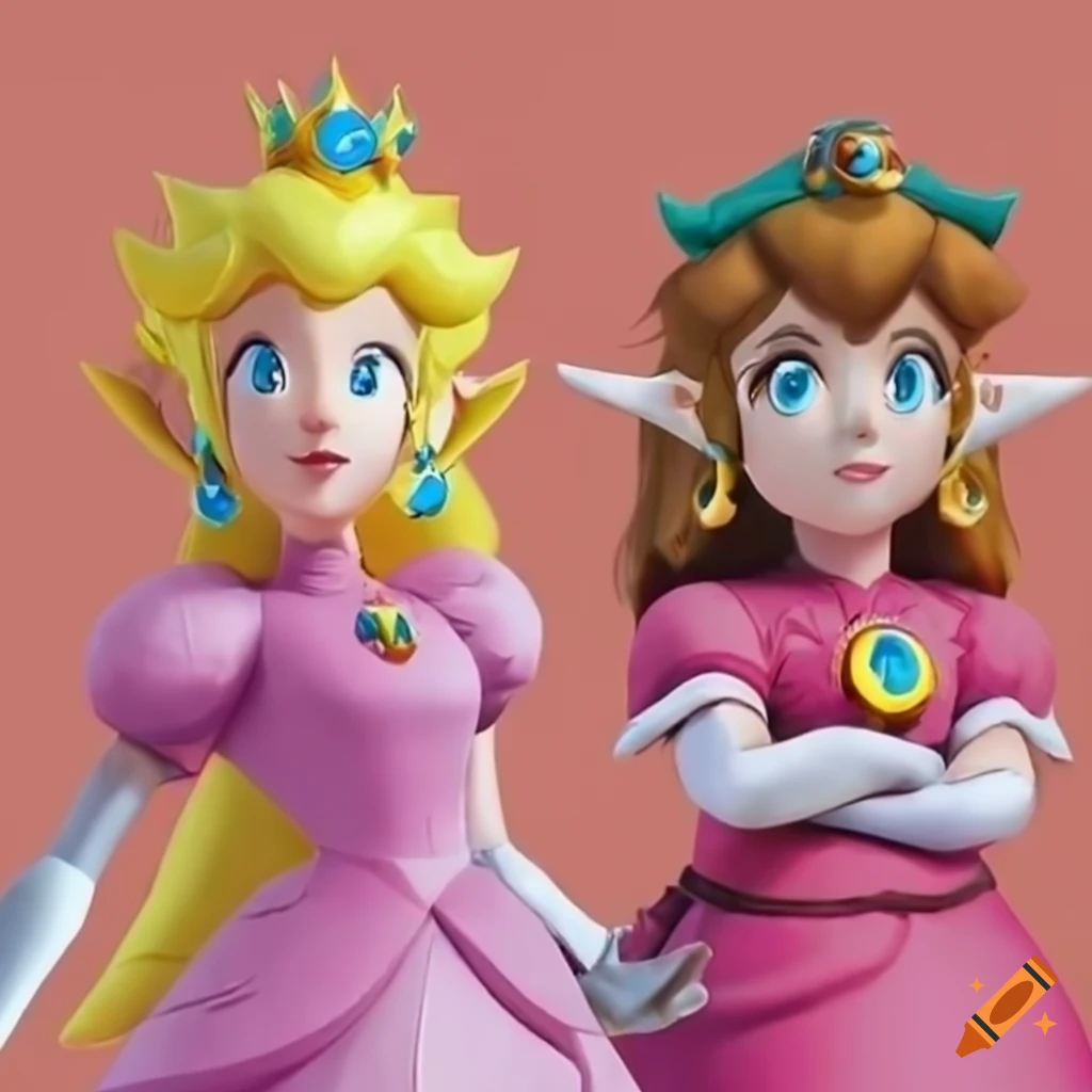 Cosplay of princess peach and link switching costumes on Craiyon