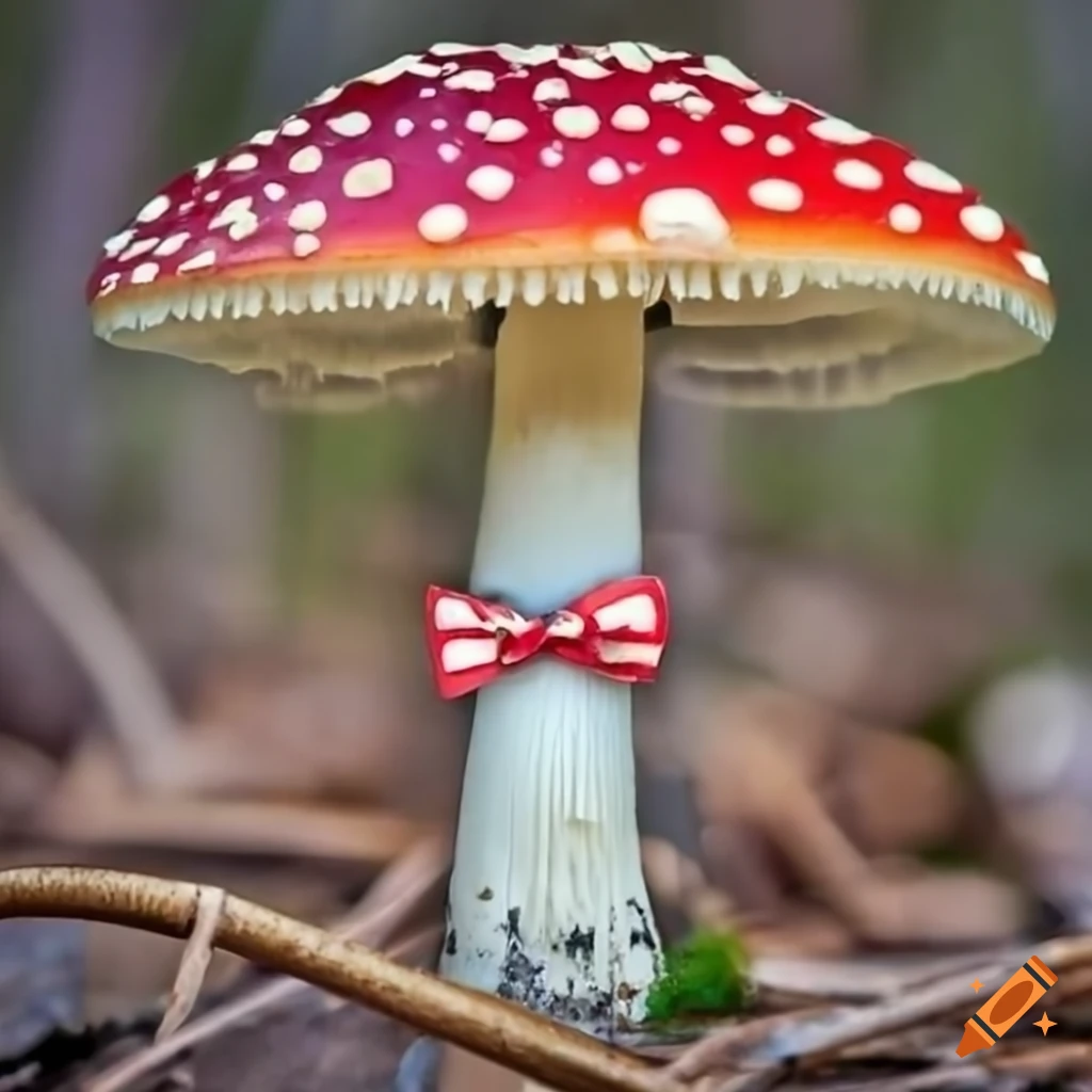 adorable mushroom with a bow tie