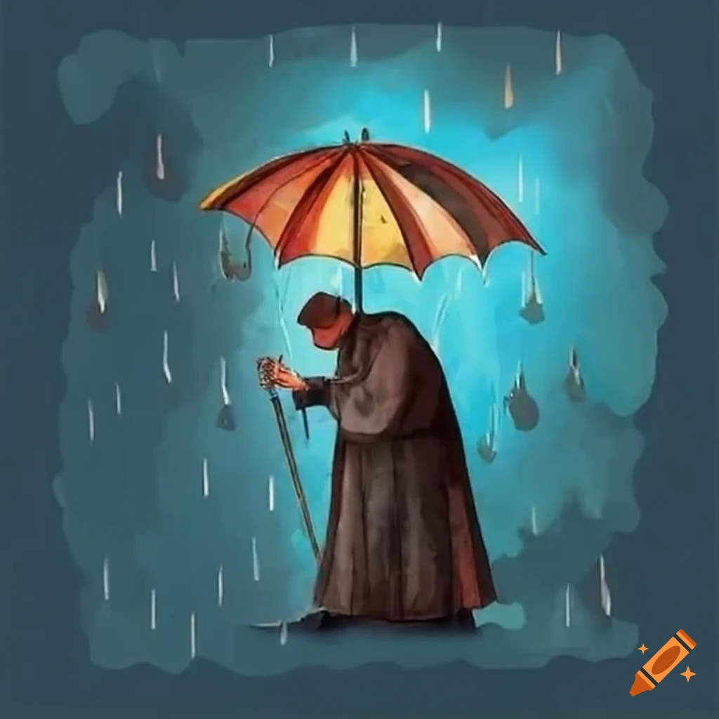 Image Of A Priest Holding An Umbrella Over A Man In The Rain On Craiyon image-of-a-priest-holding-an-umbrella-over-a-man-in-the-rain-on-craiyon