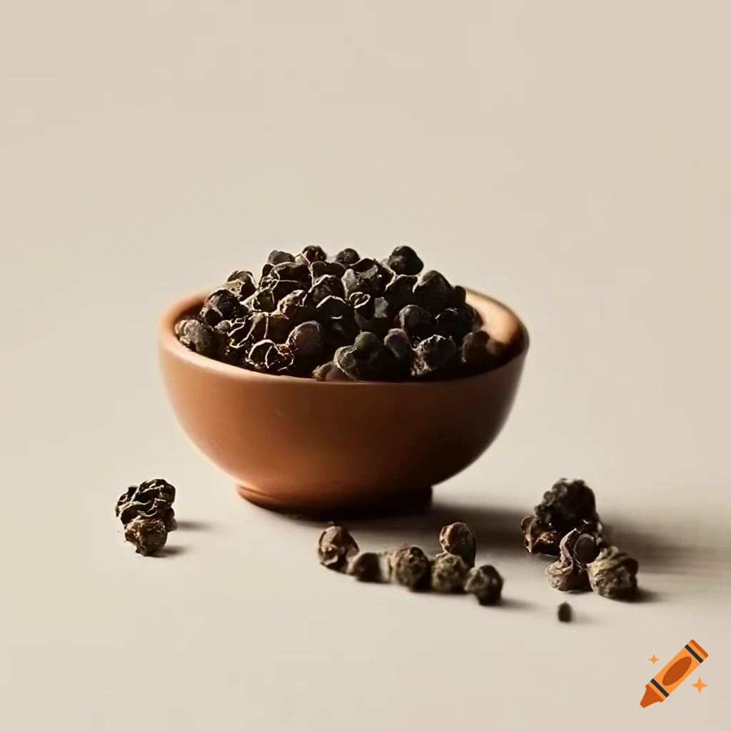 Black peppercorn closeup on Craiyon