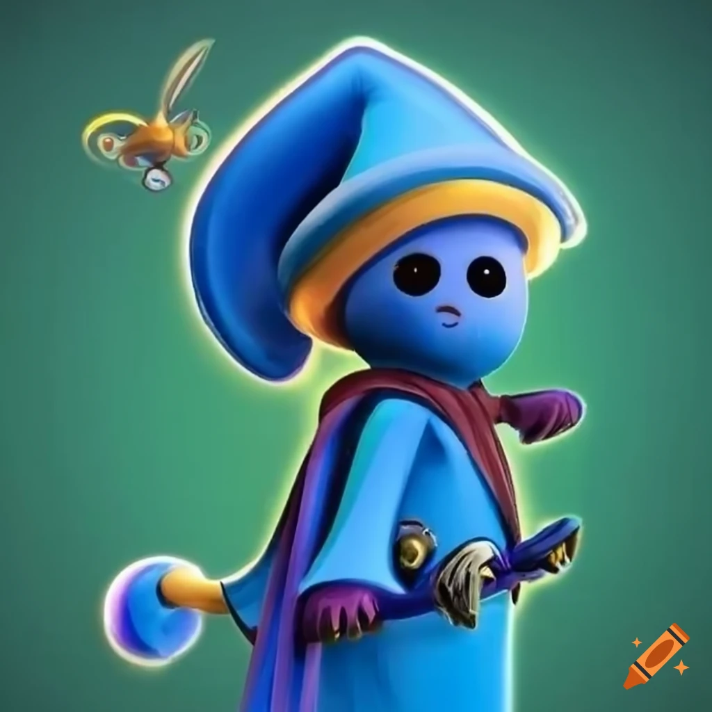 blue oozemorph creature in mage attire