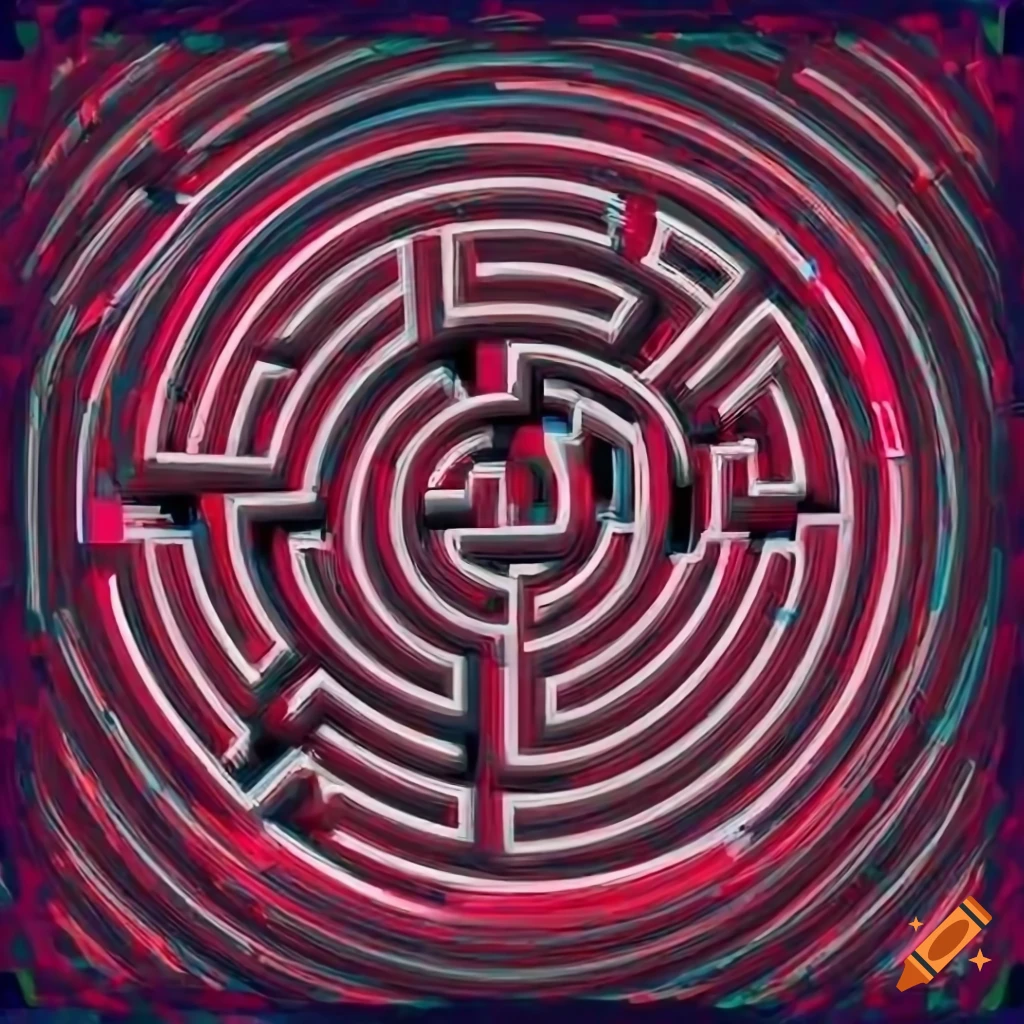 maze with glitch art background