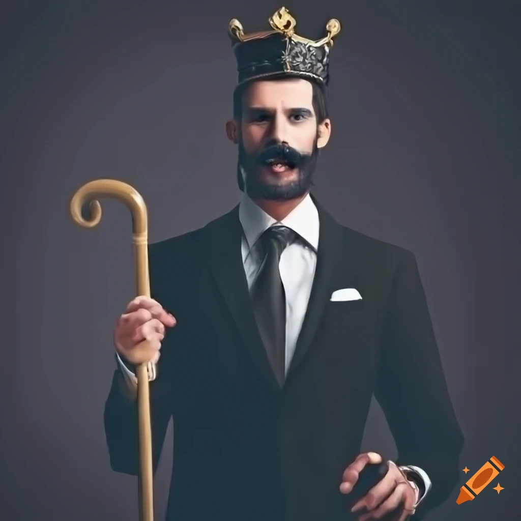 portrait of a young adult king in an office