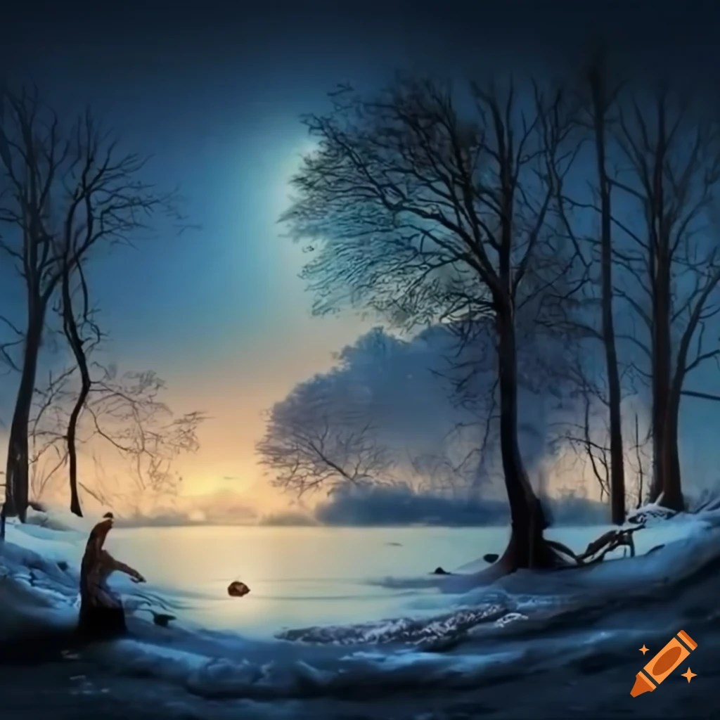 winter scene inspired by Botticelli's Birth of Venus