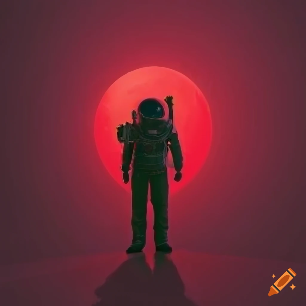 Synthwave spaceman gazing at vibrant space scene
