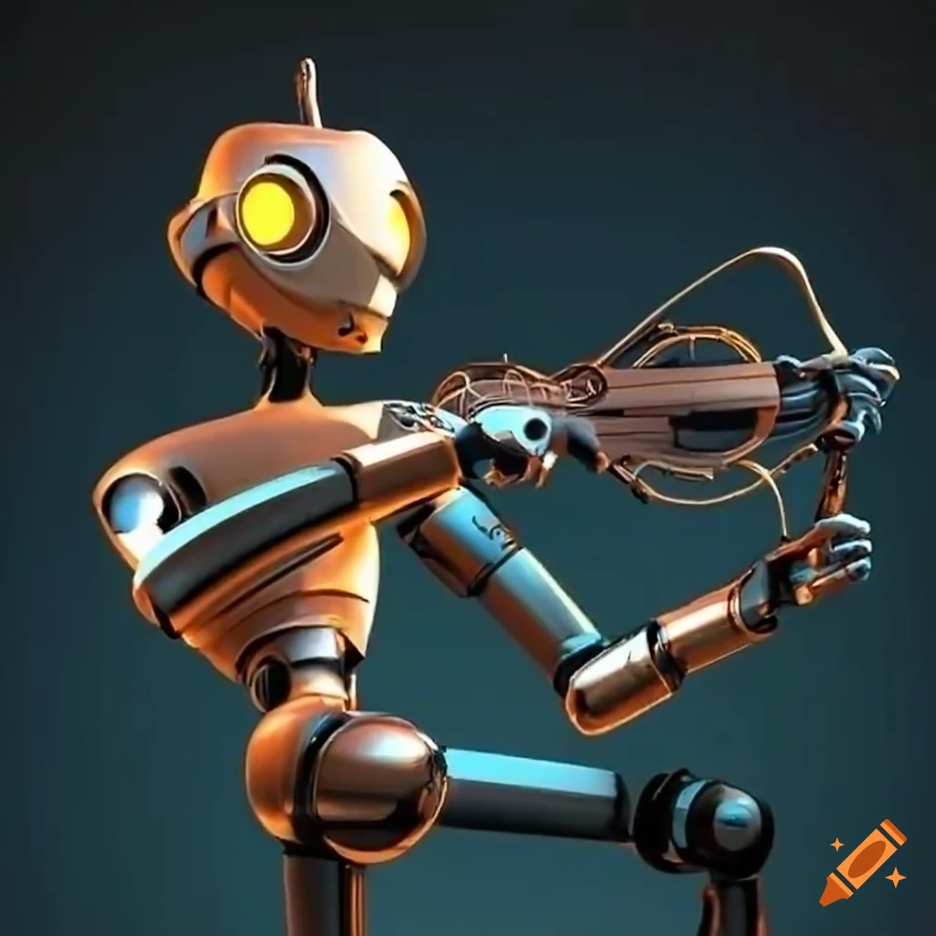 3D robots playing instruments in unison