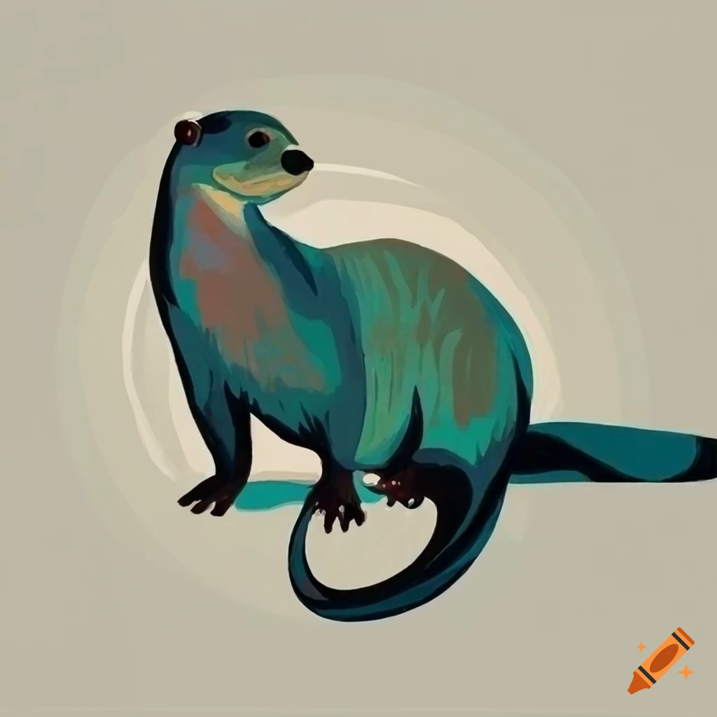 van Gogh style painting of a river otter