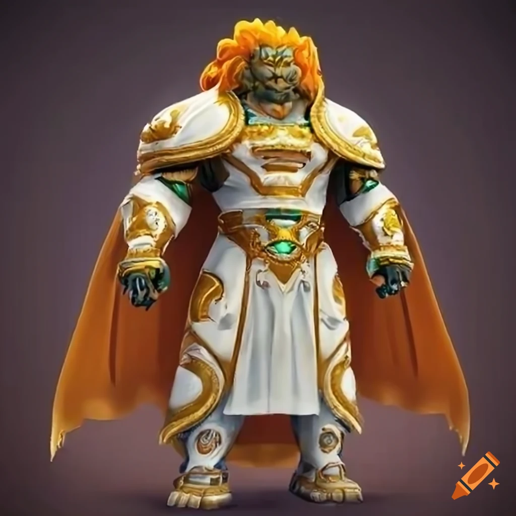 Ganondorf in white and gold robes in a temple on Craiyon