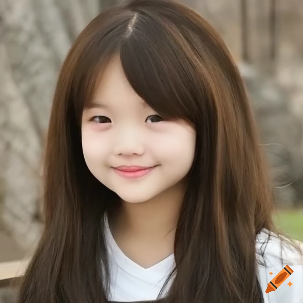 Portrait Of A 10 year old Japanese Girl With Brown Hair And Captivating 