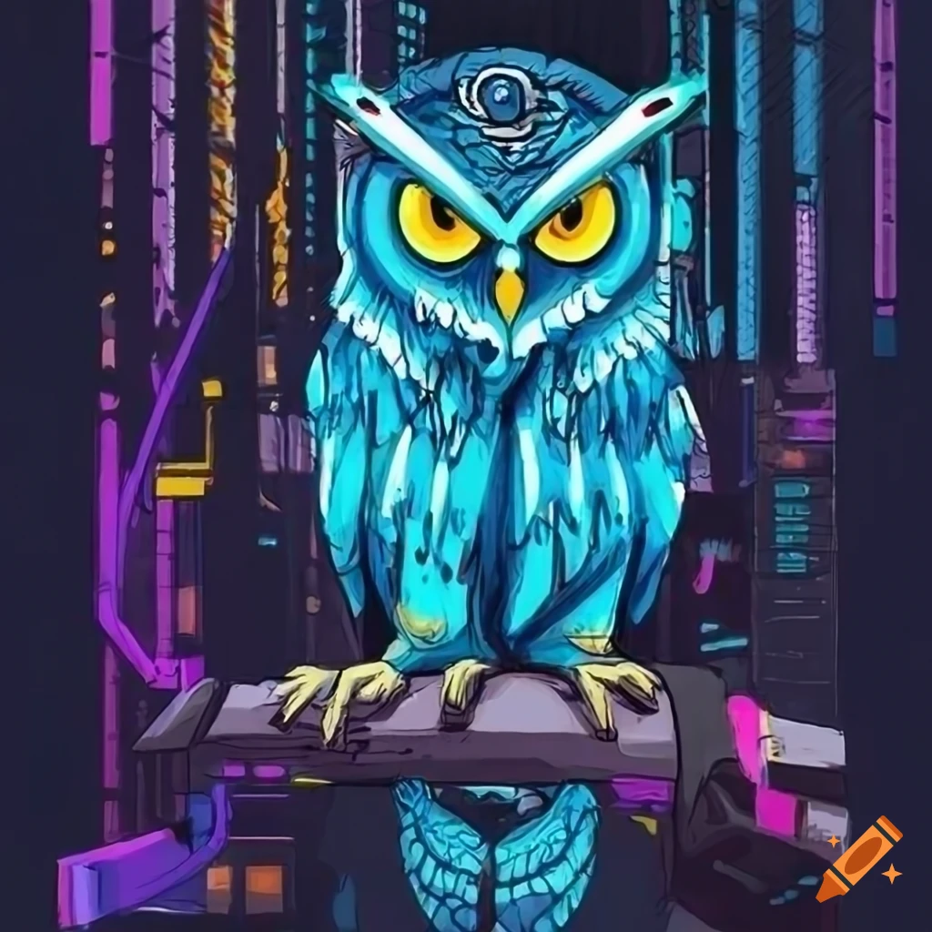 cyberpunk-owl-with-yellow-eyes