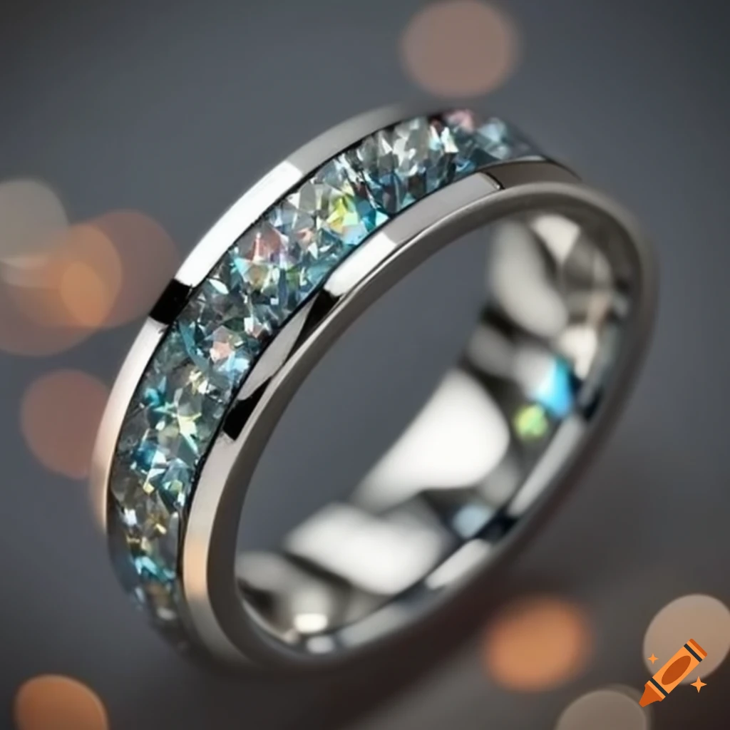 exquisite jewelled tungsten ring