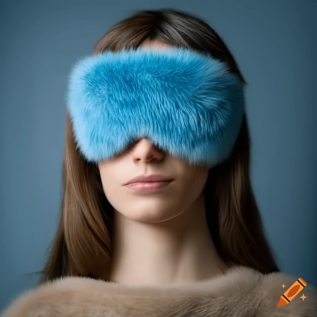 Woman Wearing A Fur Pullover And Sleep Mask 
