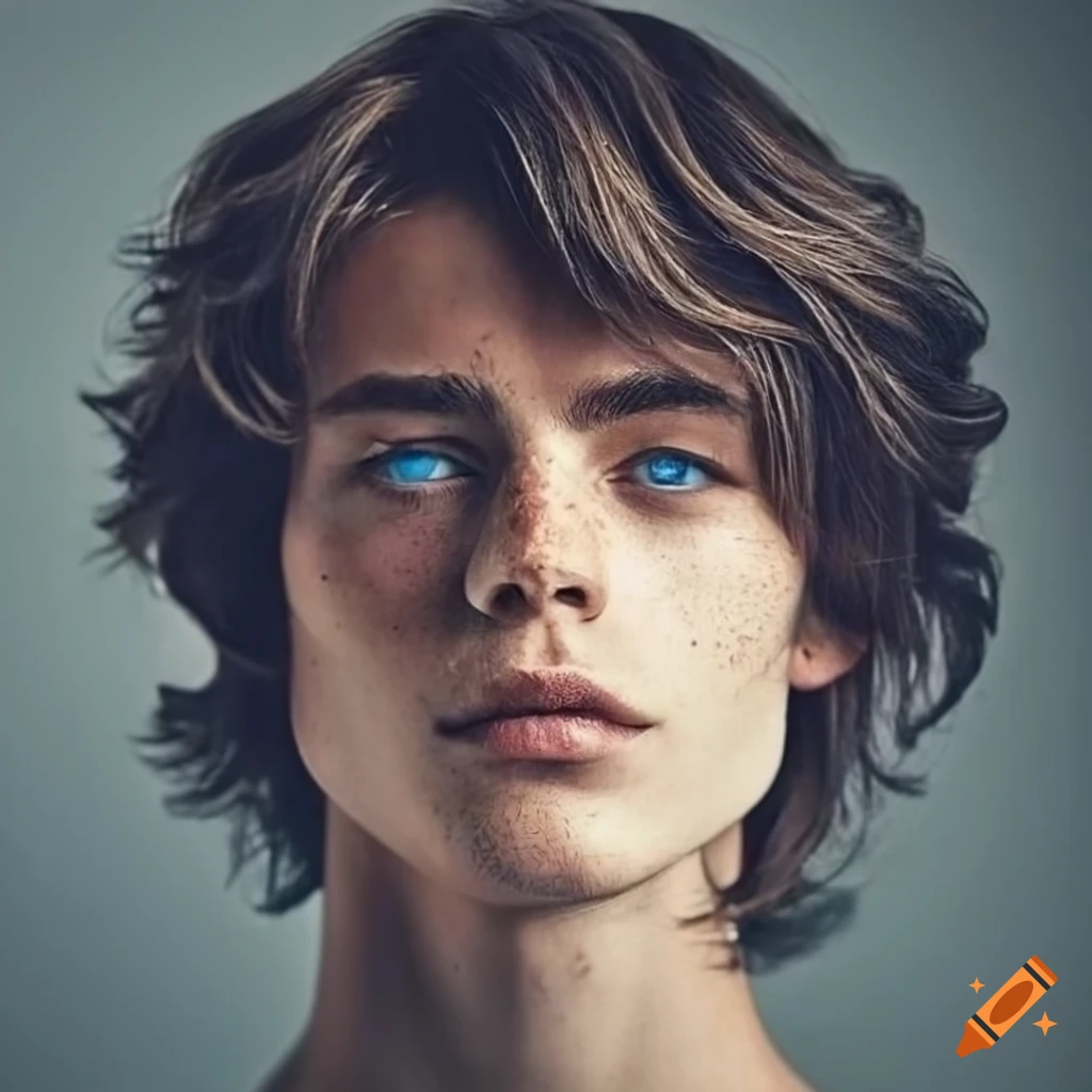 Attractive Man With Wavy Dark Brown Hair And Blue Eyes On Craiyon