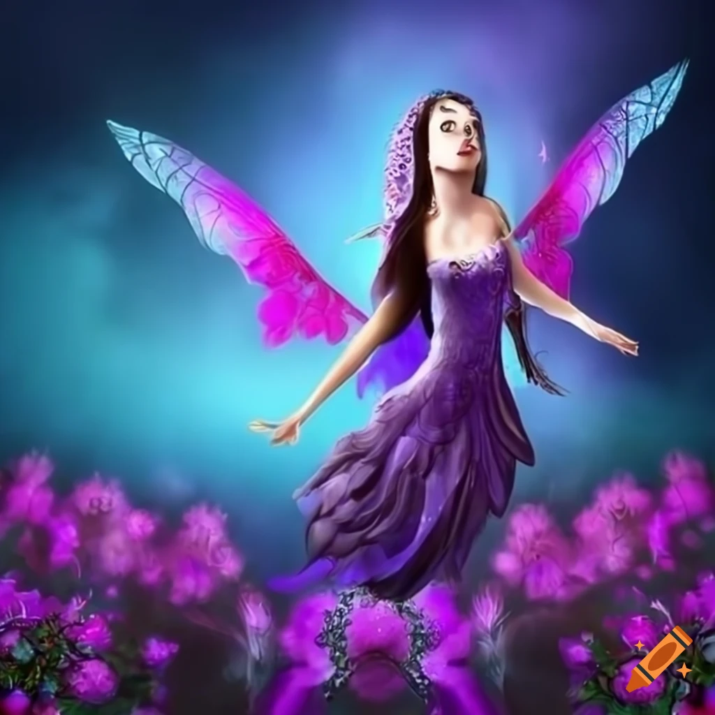 Flying Fairy Witch With Wings In A Fantasy Scene On Craiyon