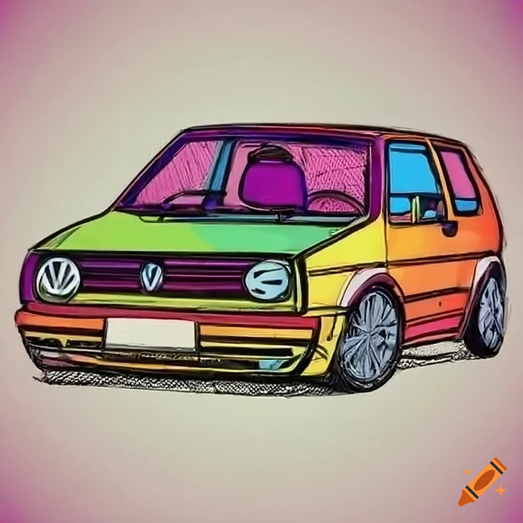 Volkswagen polo 2020 with outrun style tuning on Craiyon