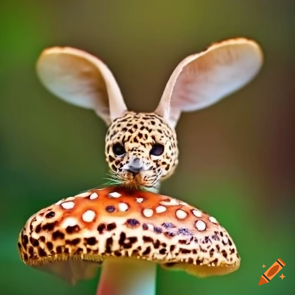 close-up of a leopard mushroom with ears