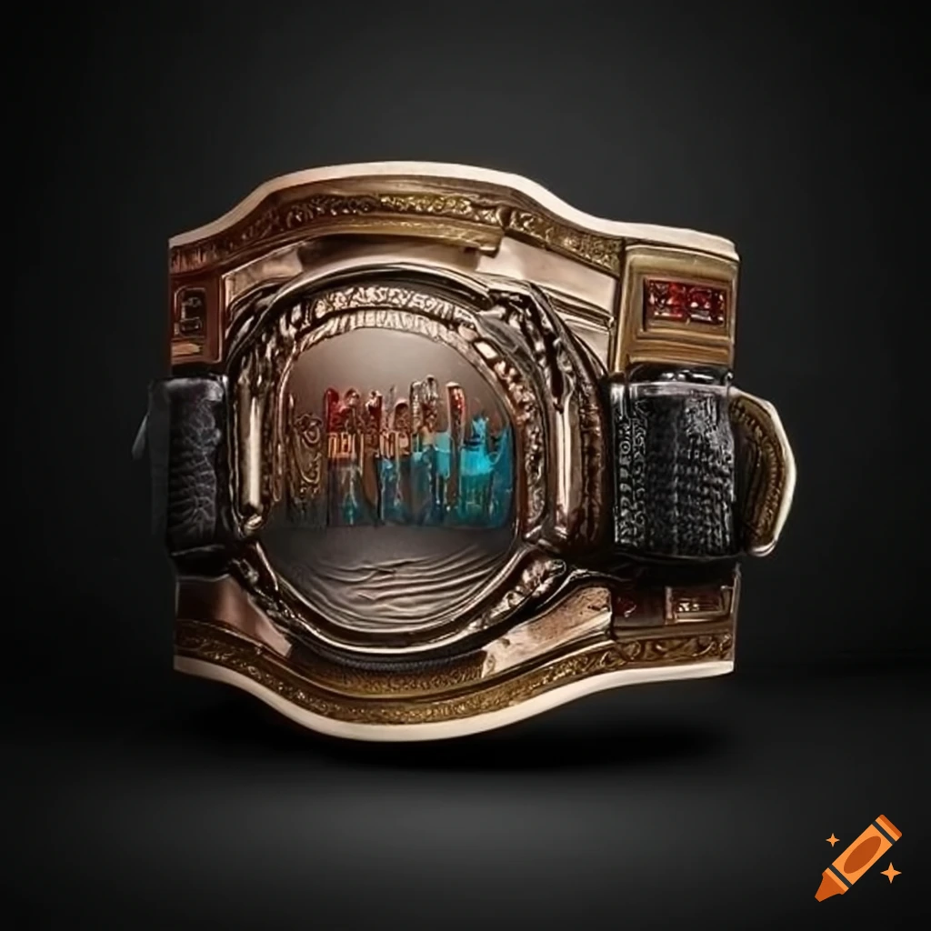 Wrestling championship belt with gold details on Craiyon