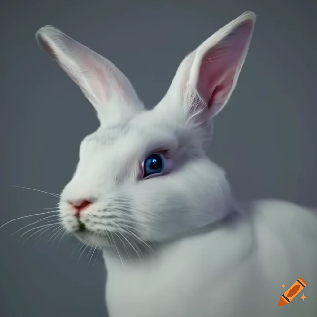 Premium Photo  A white rabbit with big eyes sits on a dark background.