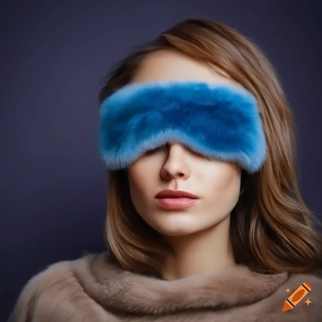 Woman in fur pullover with sleep mask on Craiyon