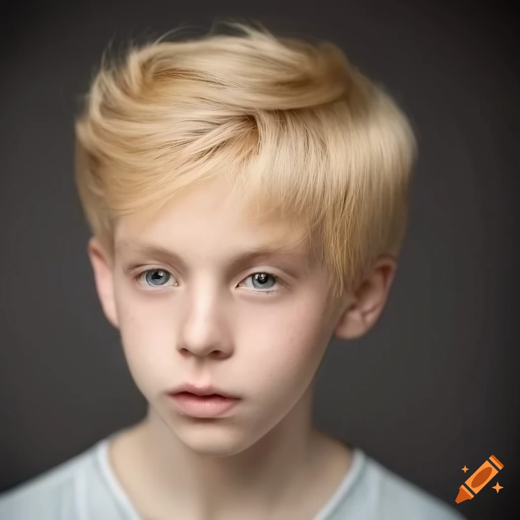 11-year-old boy with short blond hair and small ears