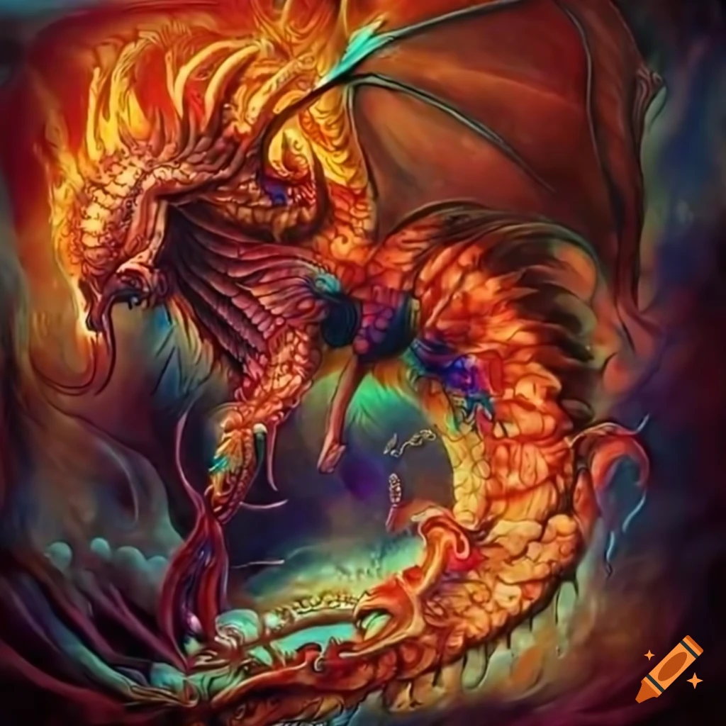 cyber dragon colorful, fantasy, intricate, highly