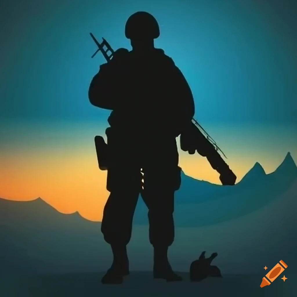 Silhouette of a soldier playing trumpet on Craiyon