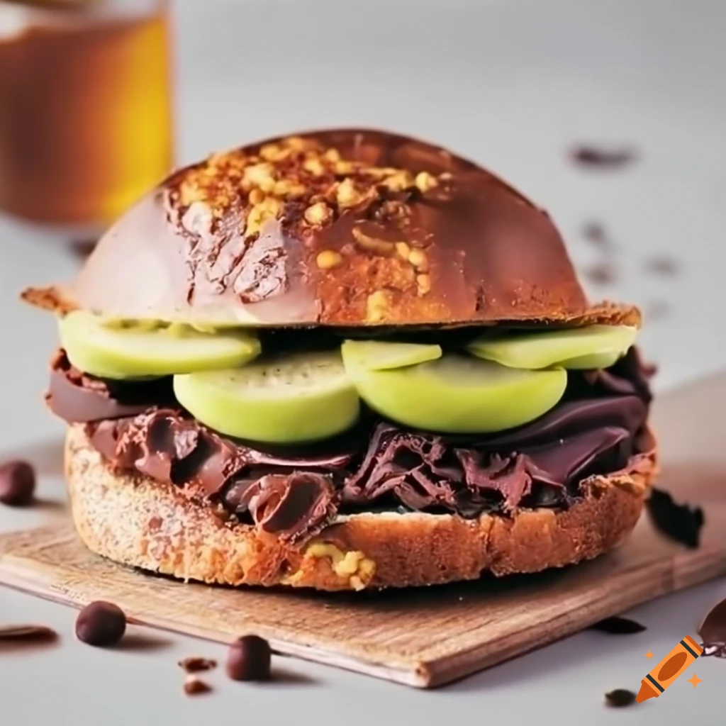 a unique sandwich with pickles and chocolate