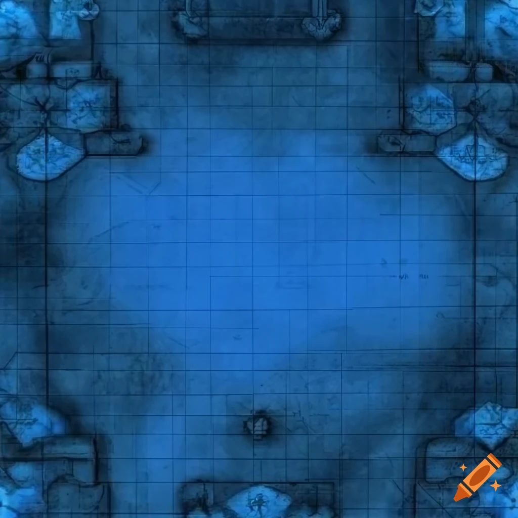 Blue-themed epic battle map on Craiyon