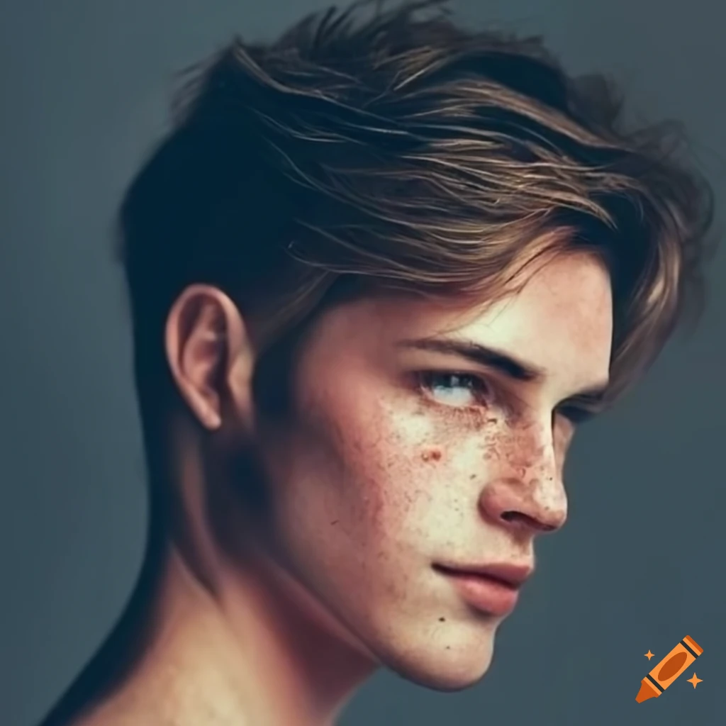 attractive man with freckles on his chin
