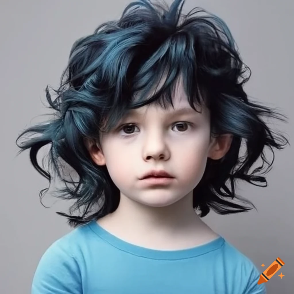 little boy with black hair and blue eyes