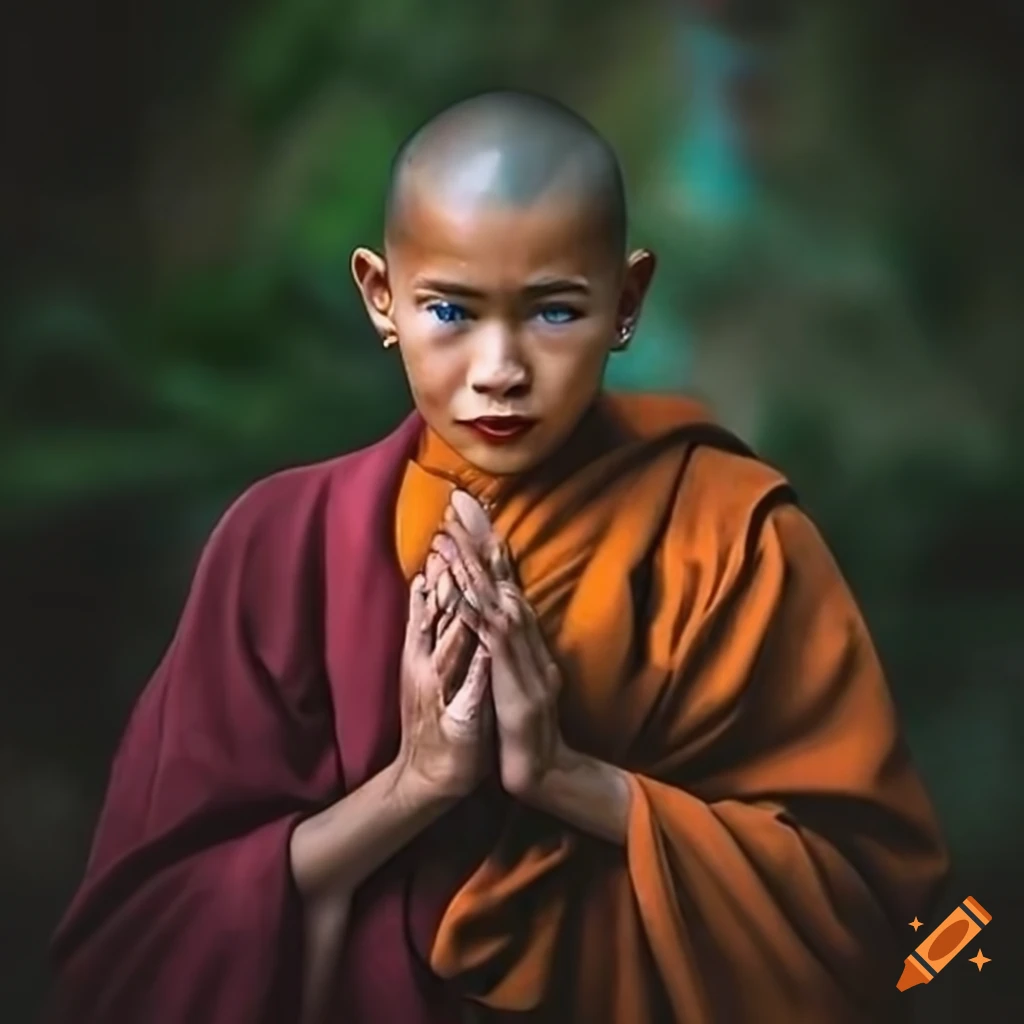 monk with piercing blue eyes