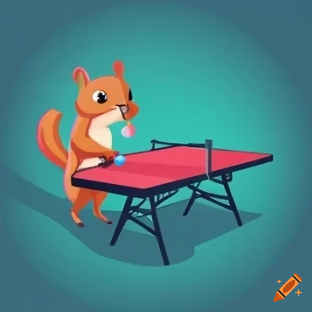 squirrel playing table tennis